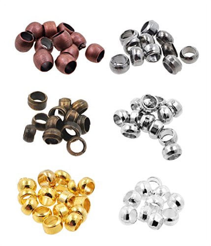 Mandala Crafts Metal Crimp Beads End Spacer Findings Variety Pack Set for  Jewelry Making Beading Crafting (Tiny Round 2.5mm 1500 pcs, Silver Gold  Antique Bronze Copper Platinum Gunmetal Tone) 